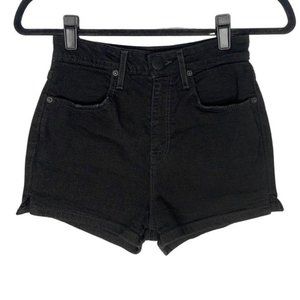 BDG Jean Denim Shorts Dark Wash Black Super High Rise Spade Pin Up 24W